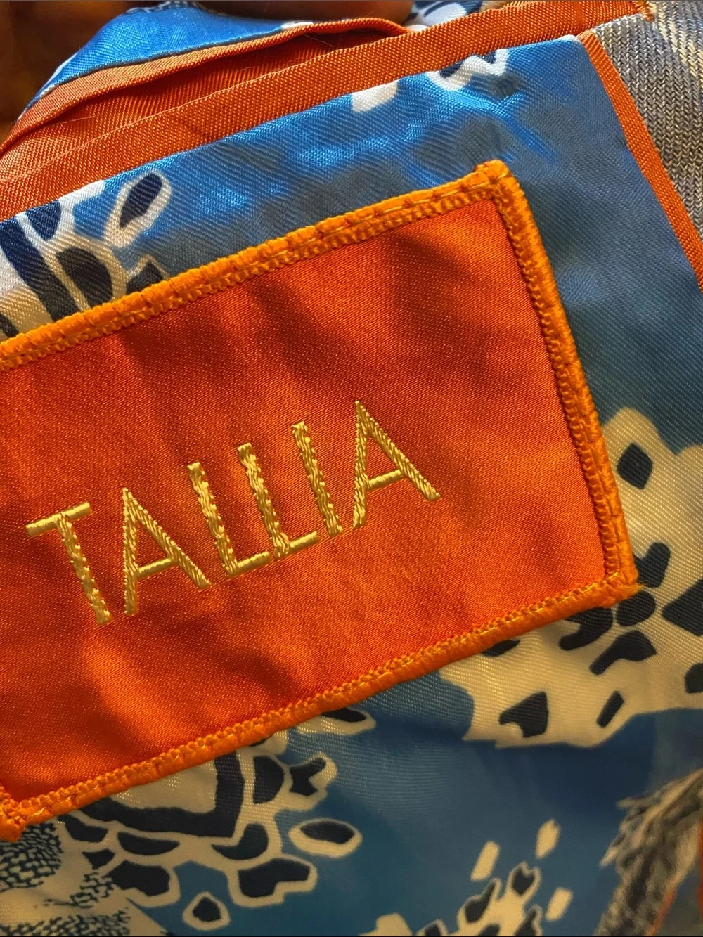 TALLIA linen Light Blue Windowpane Blazer with White Grid and Gold Buttons